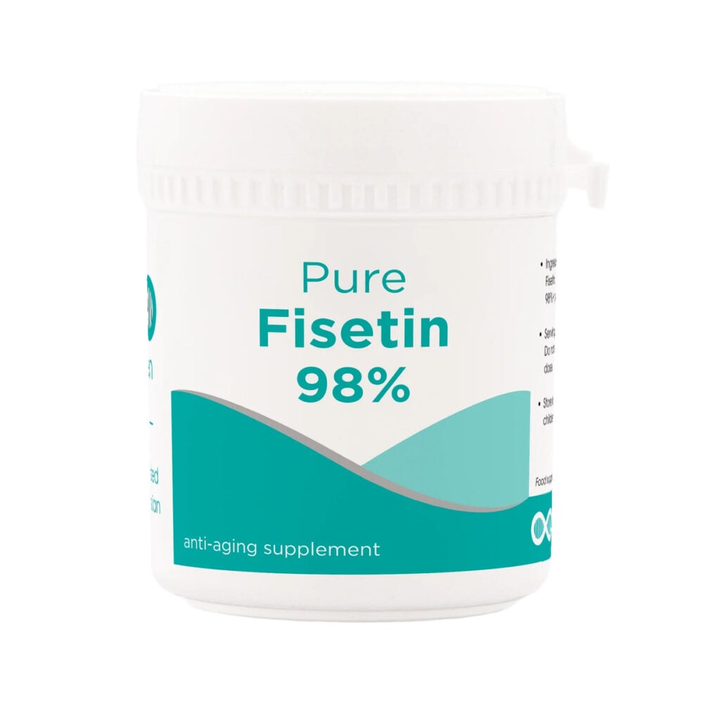 Hansen Pure Fisétinee +98% poeder, een longevity supplement dat populair is bij onderzoek naar senescente cellen.