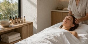 Professionele huidverzorging behandeling in een kliniek.