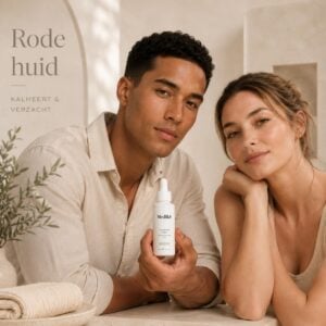 Mann und Frau mit Medik8 Calmwise Serum für rote Gesichtshaut