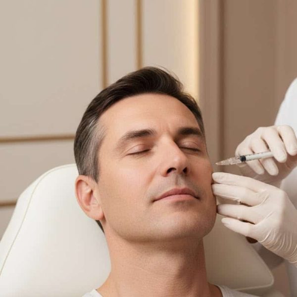 Dokter geeft mesotherapie injectie voor huidverjonging.