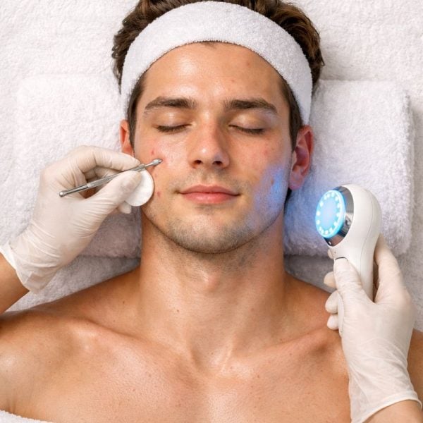 acnebehandeling voor mannen door schoonheidsspecialist bij Beauty Unlimited Amsterdam.